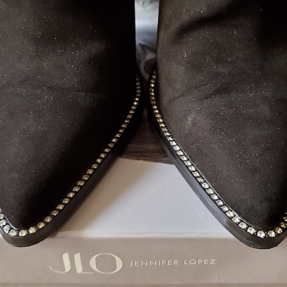 Jennifer Lopez Black Ankle Booties with Silver Detailing - Picture 3 of 7